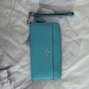 Coach Teal Leather Wristlet